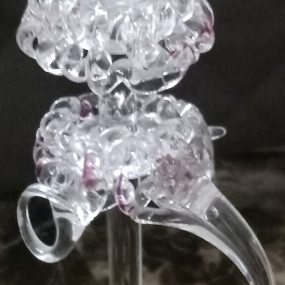 Set Of 3 Hand spun glass coffee pot w a purple accent with two candlesticks - Picture 13 of 13